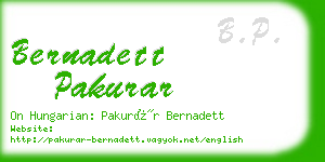 bernadett pakurar business card